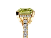 Solitaire Engagement Ring Setting for Fancy Yellow Asscher Cut Center with Widening Pave Band and Claw Prong Head in Yellow Gold
