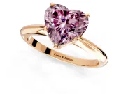 Solitaire Engagement Ring Setting for Fancy Pink Heart-Shaped Center with Knife Ridge Band and Claw Prong Head in Rose Gold