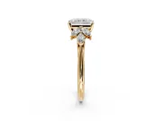 Floral Cluster Engagement Ring Setting for Radiant Cut Center with Marquise Accents and Prong Head in Yellow Gold