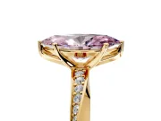 Side Accent Engagement Ring Setting for Fancy Pink Marquise Center with Accent Shoulders and Prong Head in Yellow Gold