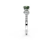 Solitaire Engagement Ring Setting for Fancy Green Cushion Cut Center with Crossover Accents and Prong Head in Platinum