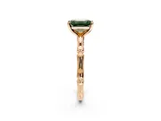 Solitaire Engagement Ring Setting for Fancy Green Emerald Cut Center with Bamboo Band and Prong Head in Rose Gold