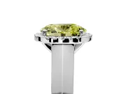 Halo Engagement Ring Setting for Fancy Yellow Oval Center with Knife Ridge Cathedral Band and Prong Head in Sterling Silver