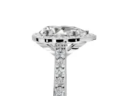 Halo Engagement Ring Setting for Pear-Shaped Center with Pave Accents, Heart Basket and Prong Head in Platinum