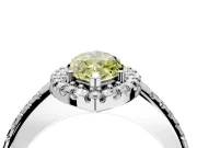 Pave Halo Engagement Ring Setting for Fancy Yellow Marquise Center with Single Row Pave Band and Prong Head in Sterling Silver