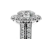 Large Accent Halo Engagement Ring Setting for Oval Center with Pave Split Shank and Prong Head in Platinum