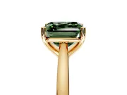 Solitaire Engagement Ring Setting for Fancy Green Asscher Cut Center with Narrow Cathedral Band and Prong Head in Yellow Gold