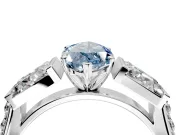 Channel-Set Engagement Ring Setting for Fancy Blue Marquise Center with Baguette Band and Prong Head in Platinum