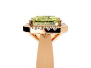 Halo Engagement Ring Setting for Fancy Yellow Radiant Cut Center with Square Band and Prong Head in Rose Gold