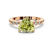 Solitaire Engagement Ring Setting for Fancy Yellow Heart-Shaped Center with Bezel-Dot Beaded Band and Prong Head in Rose Gold