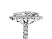 Milgrain Floral Halo Engagement Ring Setting for Marquise Center with Pave Band and Prong Head in Platinum