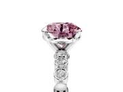 Solitaire Engagement Ring Setting for Fancy Pink Round Cut Center with Bezel-Dot Beaded Band and Prong Head in Platinum
