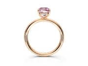 Hidden Halo Engagement Ring Setting for Fancy Pink Cushion Cut Center with Thin Rounded Band and Prong Head in Rose Gold