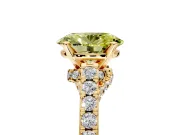Solitaire Engagement Ring Setting for Fancy Yellow Oval Center with Crossover Accents and Prong Head in Yellow Gold