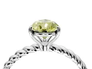 Solitaire Engagement Ring Setting for Fancy Yellow Pear-Shaped Center with Plain Twisted Rope Band and Prong Head in Platinum