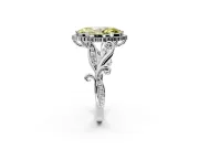 Halo Engagement Ring Setting for Fancy Yellow Marquise Center with Leaf Motif Split Shank and Prong Head in Platinum