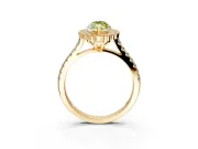 Milgrain Floral Halo Engagement Ring Setting for Fancy Yellow Marquise Center with Pave Band and Prong Head in Yellow Gold