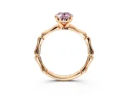 Solitaire Engagement Ring Setting for Fancy Pink Oval Center with Bamboo Band and Prong Head in Rose Gold