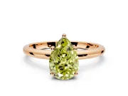 Hidden Halo Engagement Ring Setting for Fancy Yellow Pear-Shaped Center with Thin Round-Wire Band and Prong Head in Rose Gold