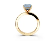Solitaire Engagement Ring Setting for Fancy Blue Asscher Cut Center with Channel Baguette Band and Prong Head in Yellow Gold