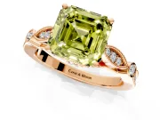 Solitaire Engagement Ring Setting for Fancy Yellow Asscher Cut Center with Marquise and Bezel Accents and Prong Head in Rose Gold