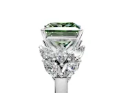 Leaf Cluster Engagement Ring Setting for Fancy Green Princess Cut Center with Marquise Accents and Prong Head in Platinum