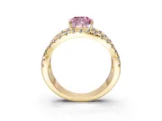 Solitaire Engagement Ring Setting for Fancy Pink Cushion Cut Center with Wide-Open Split Shank and Prong Head in Yellow Gold