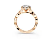 Halo Engagement Ring Setting for Cushion Cut Center with Pave and Plain Twist Band and Prong Head in Rose Gold