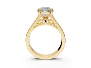 Solitaire Engagement Ring Setting for Princess Cut Center with Channel Band and Double Claw Prong Head in Yellow Gold