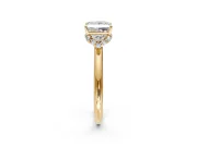 Hidden Halo Engagement Ring Setting for Princess Cut Center with Plain Rounded Band and Prong Head in Yellow Gold
