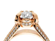 Solitaire Engagement Ring Setting for Pear-Shaped Center with Accented Split Shank and Prong Head in Rose Gold