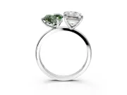 Fancy Green Heart-Shaped and Emerald Cut Lab-Grown Diamond Toi et Moi Engagement Ring with Prong-Set Stones in Platinum