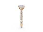 Solitaire Engagement Ring Setting for Radiant Cut Center with Large Accent Band and Prong Head in Rose Gold