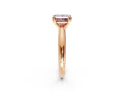 Solitaire Engagement Ring Setting for Fancy Pink Princess Cut Center with Reverse Tapered Band and Prong Head in Rose Gold