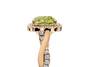 Halo Engagement Ring Setting for Fancy Yellow Cushion Cut Center with Twist Band and Prong Head in Rose Gold