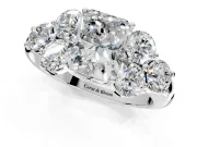 Cluster Engagement Ring Setting for Radiant Cut Center with Round Cut Accent Frame and Prong Head in Platinum
