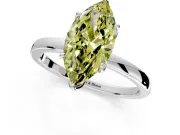 Solitaire Engagement Ring Setting for Fancy Yellow Marquise Center with Thin Rounded Plain Band and Prong Head in Sterling Silver