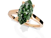 Solitaire Engagement Ring Setting for Fancy Green Marquise Center with Tapered Shoulders and Prong Head in Rose Gold