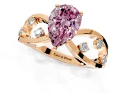 Solitaire Engagement Ring Setting for Fancy Pink Pear-Shaped Center with Criss-Cross Accent Band and Prong Head in Rose Gold