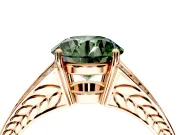 Split Shank Engagement Ring Setting for Fancy Green Round Cut Center with Pave Split Shank and Prong Head in Rose Gold