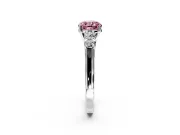 5 Stone Engagement Ring Setting for Fancy Pink Cushion Cut Center with Equal Close-Set Accents and Prong Head in Sterling Silver