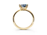 Minimalist Solitaire Engagement Ring Setting for Fancy Blue Heart-Shaped Center with Thin Band and Prong Head in Yellow Gold