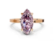 Solitaire Engagement Ring Setting for Fancy Pink Marquise Center with Tapered Shoulders and Prong Head in Rose Gold
