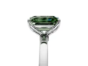 Solitaire Engagement Ring Setting for Fancy Green Emerald Cut Center with Thin Rounded Plain Band and Prong Head in Sterling Silver