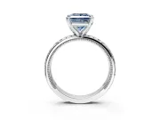 Solitaire Engagement Ring Setting for Fancy Blue Princess Cut Center with Milgrain X Pattern Band and Prong Head in Platinum