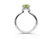 Hidden Halo Engagement Ring Setting for Fancy Yellow Round Cut Center with Plain Rounded Band and Prong Head in Platinum