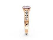 Solitaire Engagement Ring Setting for Fancy Pink Princess Cut Center with Cathedral Channel Band and Prong Head in Rose Gold