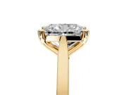 Solitaire Engagement Ring Setting for Radiant Cut Center with Tapered Shoulders and Prong Head in Yellow Gold