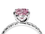 Solitaire Engagement Ring Setting for Fancy Pink Cushion Cut Center with Shared-Prong Accents and Prong Head in Sterling Silver
