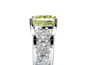 Solitaire Engagement Ring Setting for Fancy Yellow Princess Cut Center with Graduated Shared Prongs and Prong Head in Sterling Silver